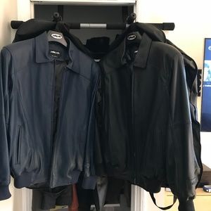 Pelle Pelle Leather jacket, navy blue, and black